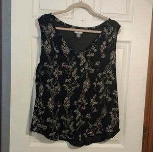 Old Navy Black Floral Tank Top